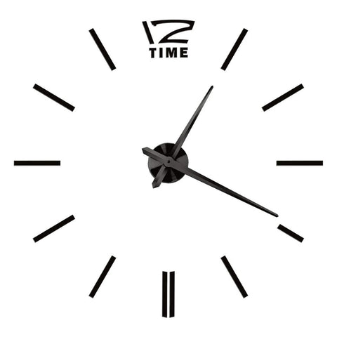 Wall Clock Black Design 47 Inch 3D Diy Mirror Acrylic Sticker Quartz Watch Wall Clocks