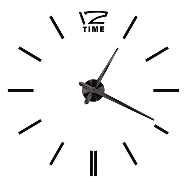 Wall Clock Black Design 27 Inch 3D Diy Mirror Acrylic Sticker Quartz Watch Wall Clocks