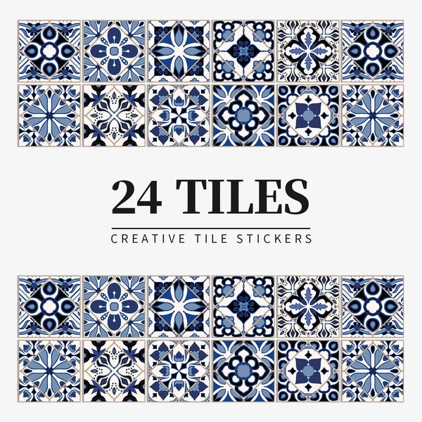 Wallpaper Navy Blue 20 Centimetre X 24 Pieces Pvc Tile Stickers Wall Stickers