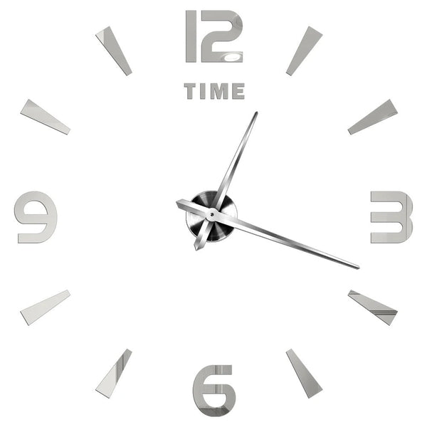 Wall Clock Silver Design 37 Inch 3D Diy Mirror Acrylic Sticker Quartz Watch Wall Clocks