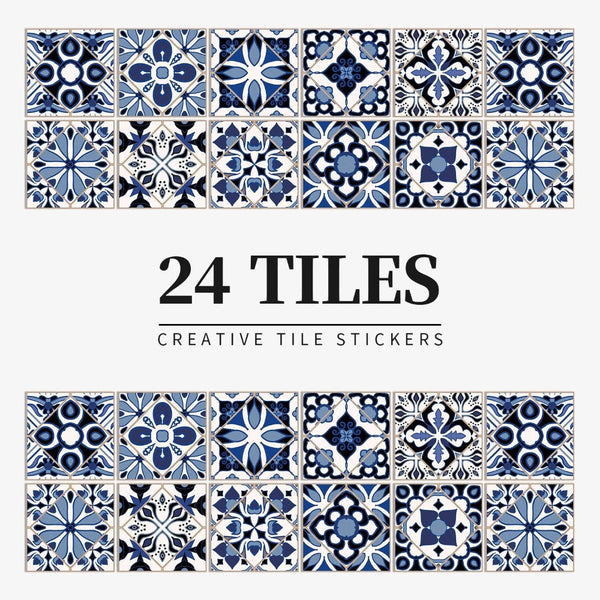 Wallpaper Navy Blue 15 Centimetre X 24 Pieces Pvc Tile Stickers Wall Stickers