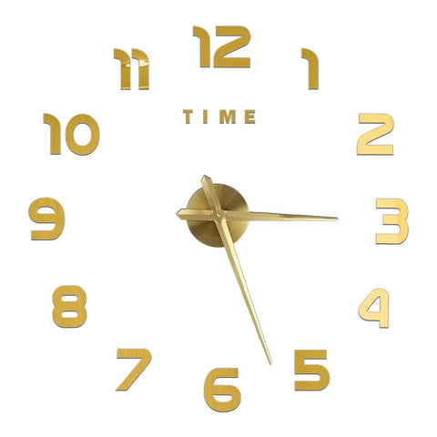 Wall Clock Gold Design 37 Inch 3D Diy Mirror Acrylic Sticker Quartz Watch Wall Clocks