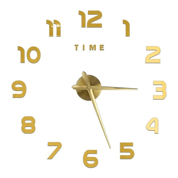 Wall Clock Gold Design 47 Inch 3D Diy Mirror Acrylic Sticker Quartz Watch Wall Clocks