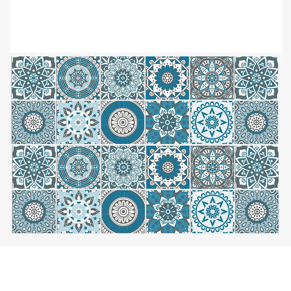 Wallpaper Teal 20 Centimetre X 24 Pieces Modern Retro Style Pvc Tile Stickers Wall Stickers
