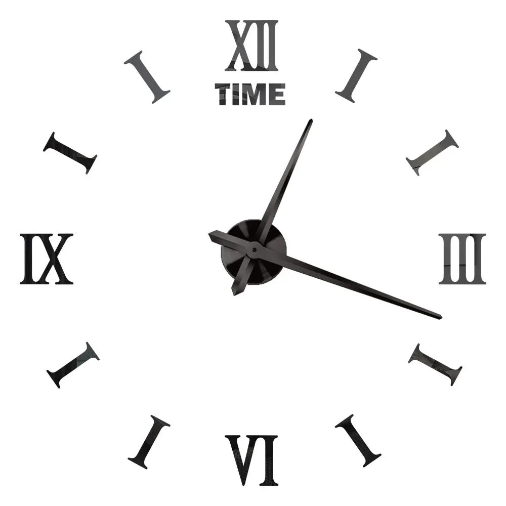 Wall Clock Black Design 1 47 Inch 3D Diy Mirror Acrylic Sticker Quartz Watch Wall Clocks