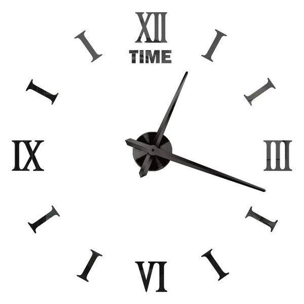 Wall Clock Black Design 1 47 Inch 3D Diy Mirror Acrylic Sticker Quartz Watch Wall Clocks