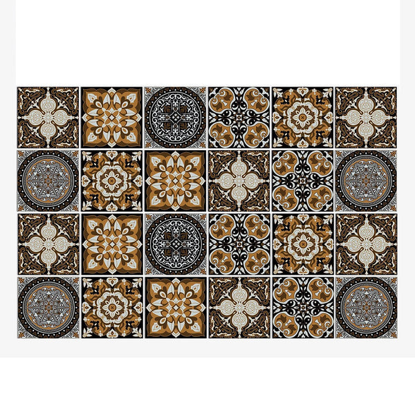 Wallpaper Dark Brown 15 Centimetre X 24 Pieces Pvc Tile Stickers Wall Stickers