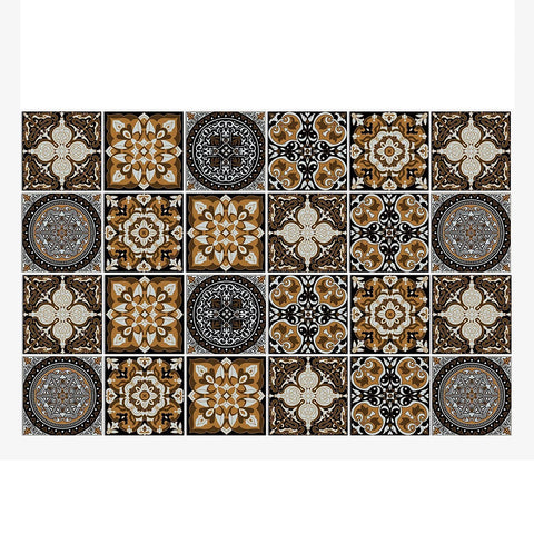 Wallpaper Dark Brown 15 Centimetre X 24 Pieces Pvc Tile Stickers Wall Stickers