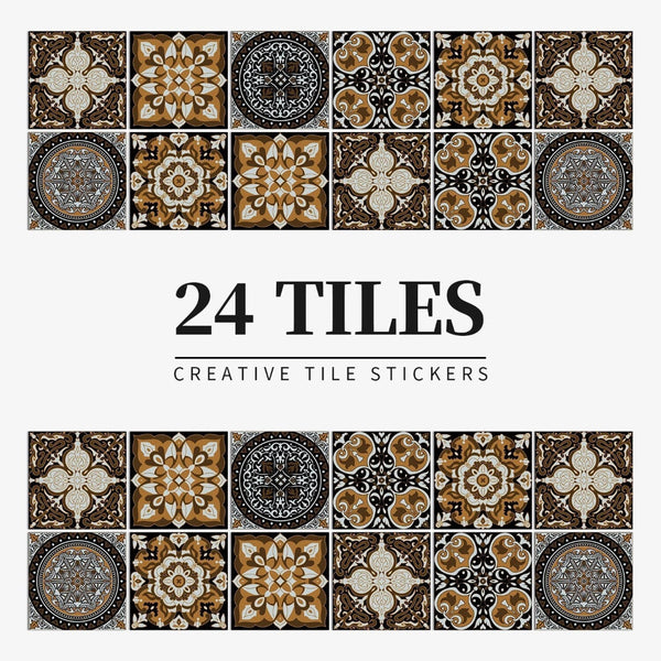Wallpaper Dark Brown 20 Centimetre X 24 Pieces Pvc Tile Stickers Wall Stickers