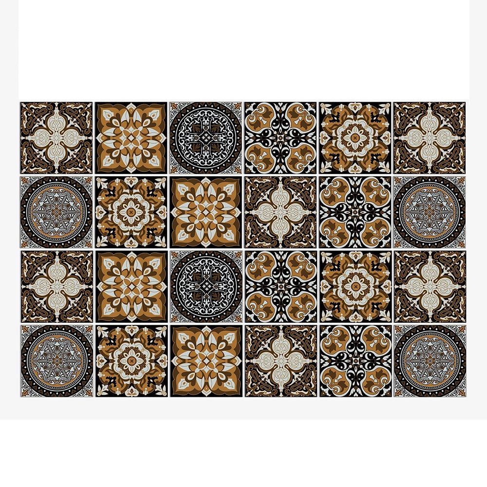 Wallpaper Dark Brown 10 Centimetre X 24 Pieces Pvc Tile Stickers Wall Stickers
