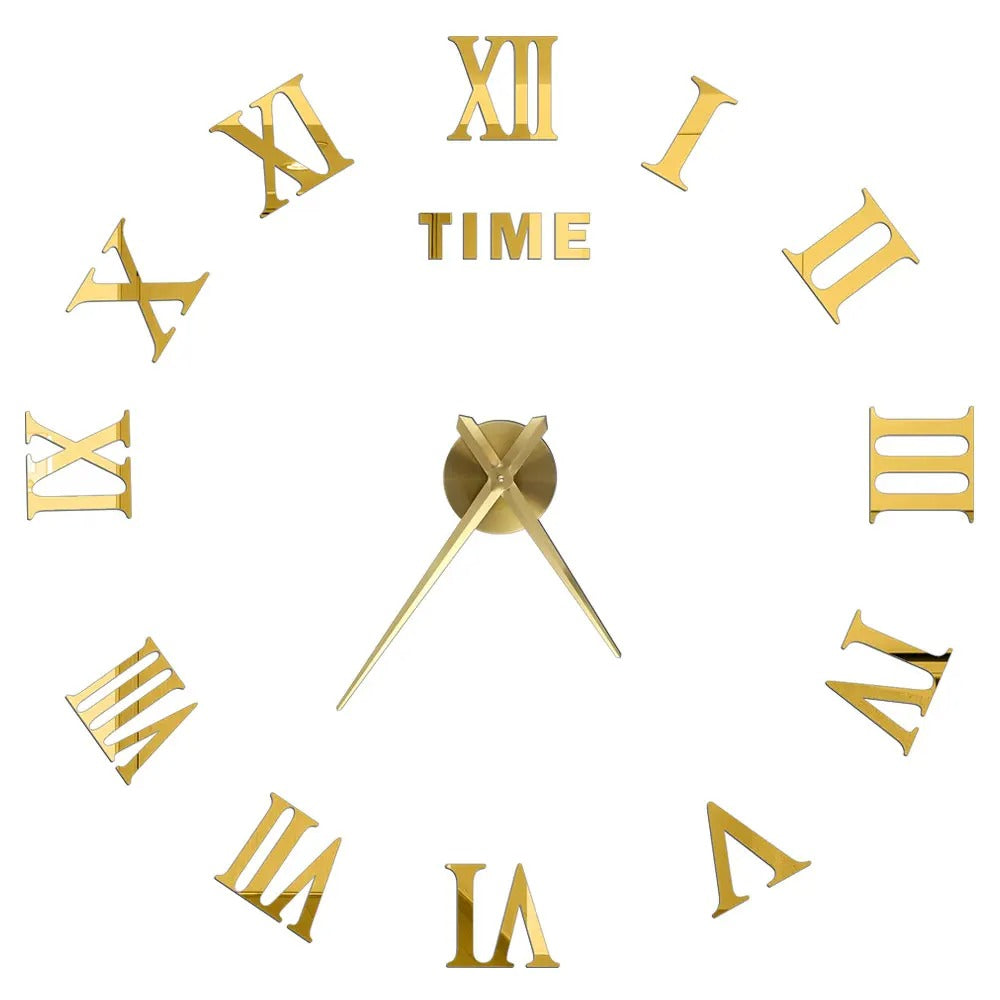 Wall Clock Gold Design 27 Inch 3D Diy Mirror Acrylic Sticker Quartz Watch Wall Clocks