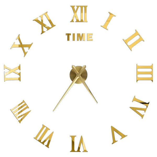 Wall Clock Gold Design 1 Forty Seven Inch 3D Diy Mirror Acrylic Sticker Wall Clocks