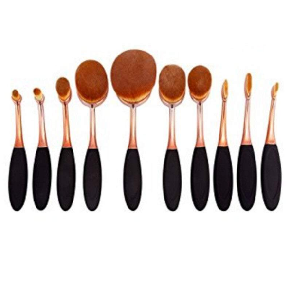 Make Up Sets 10 Pcs Oval Brushes Packed With Box Foundation Contour Blush Concealer Eyebrow Eyeliner Blending Cosmetics Toothbrush Curve Makeup Tools