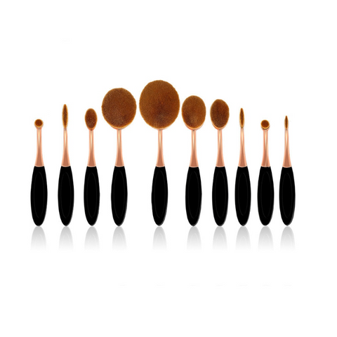 Make Up Sets 10 Pcs Oval Brushes Packed With Box Foundation Contour Blush Concealer Eyebrow Eyeliner Blending Cosmetics Toothbrush Curve Makeup Tools