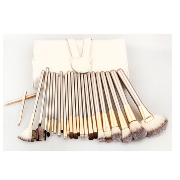 Make Up Sets 24Pcs Champagne Colour Makeup Kit Professional Cosmetic With Beige Pouch Bag Brushes