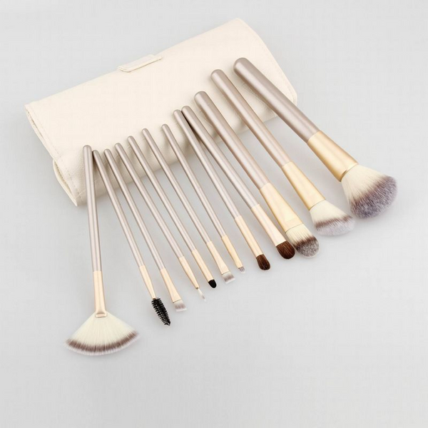 Make Up Sets 24Pcs Champagne Colour Makeup Brushes Kit Professional Cosmetic With Beige Pouch Bag
