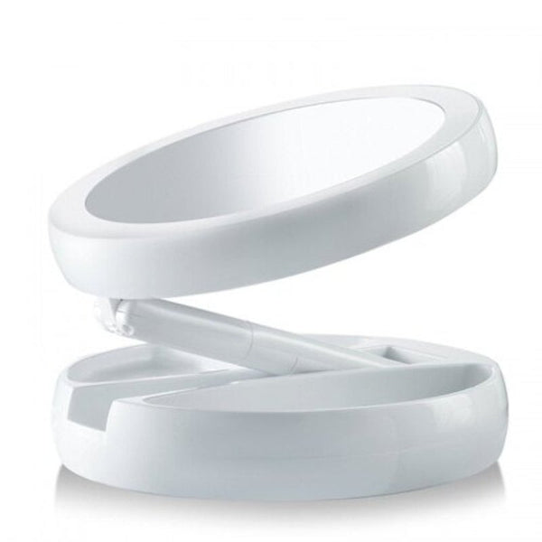 Makeup Mirror Led Lighted Foldable Up Pocket Magnifying Mirrors Table Lamp Makeup Mirrors