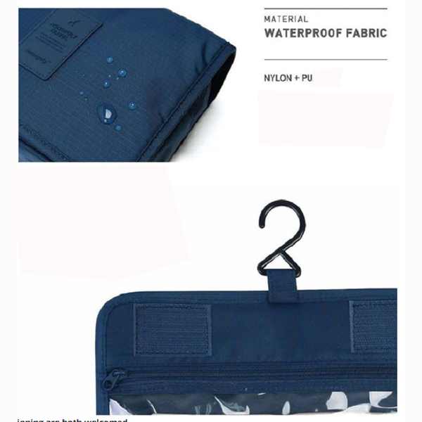 Large Capacity Bathroom Cosmetic Storage Bag With Hanging Hook For Travel Makeup Bags & Cases