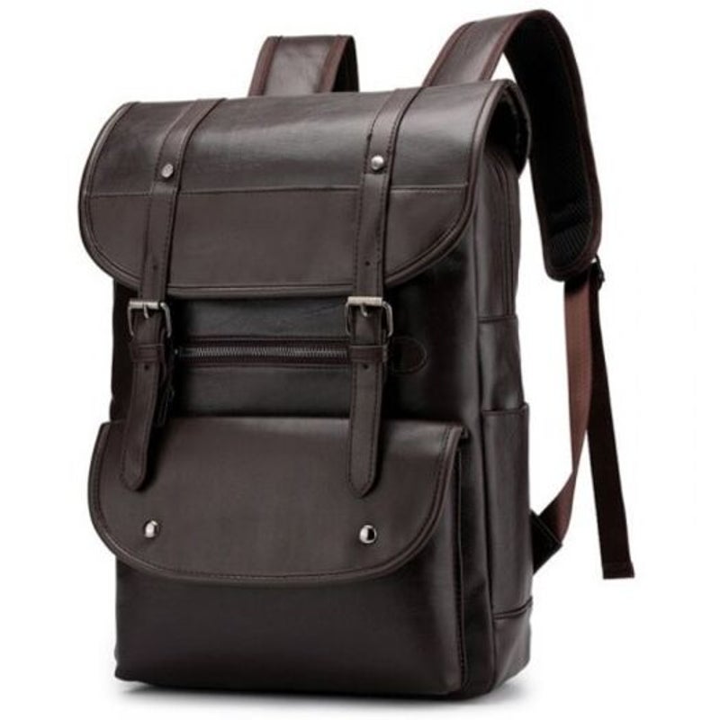 Male Large Capacity British Style Trend Wild Business Backpack Deep Coffee Bags