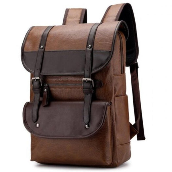 Male Large Capacity British Style Trend Wild Business Backpack Deep Coffee Bags