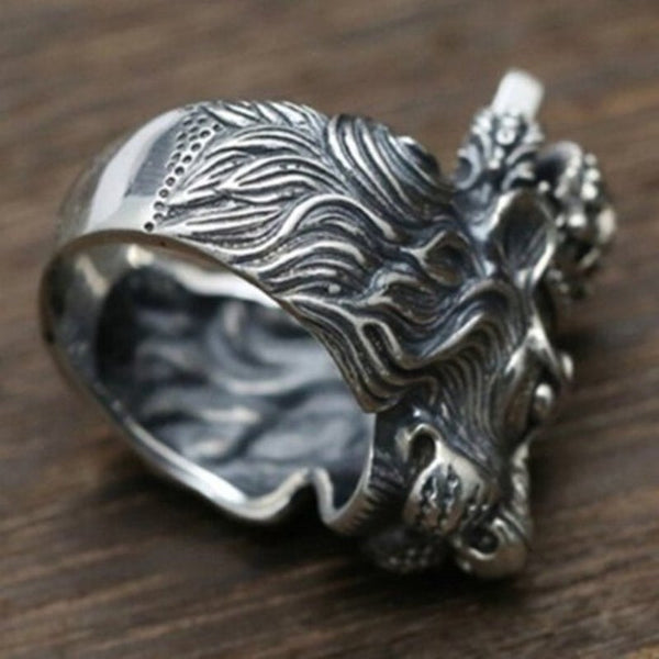 Veile Studios Male Personality Crown Lion King Ring Silver 8 Rings