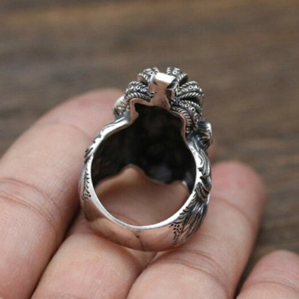 Male Personality Crown Lion King Ring Silver 8