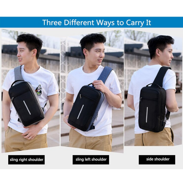 Male Sling Travel Chest Bag Multi Function Waterproof Reflective Strip Backpack
