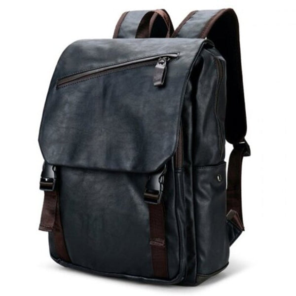 Man Backpack Pu Leather Multi Pocket Casual School Bag Waterproof Travel Laptop Cases & Bags