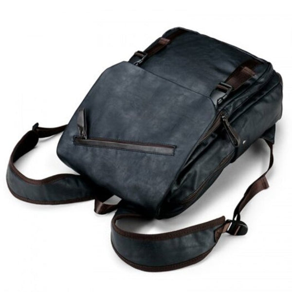 Man Backpack Pu Leather Multi Pocket Casual School Bag Waterproof Travel Laptop Cases & Bags