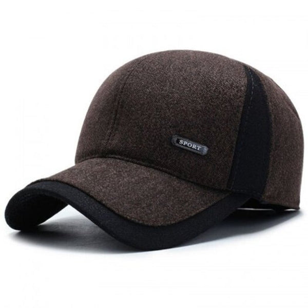 Man Warm Winter Hat Ear Protective Color Block Leisure Cap Brown Hats & Headwear