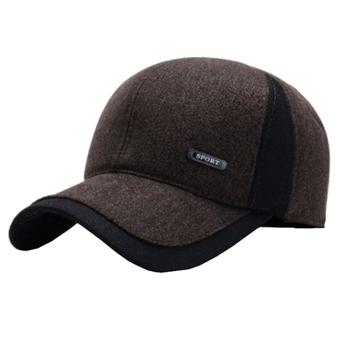 Man Warm Winter Hat Ear Protective Color Block Leisure Cap Brown