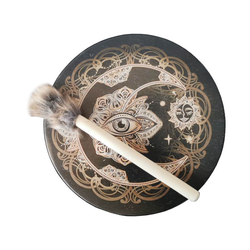 Mandala Sun Moon Siberian Shaman Drum Spiritual Musical Percussion Handpans