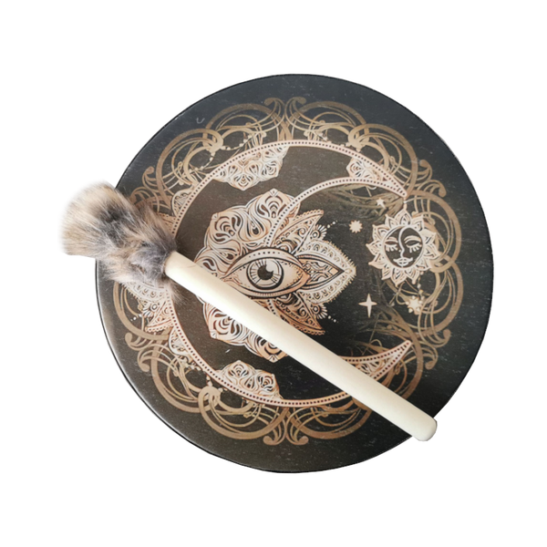 Mandala Sun Moon Siberian Shaman Drum Spiritual Musical Percussion Handpans
