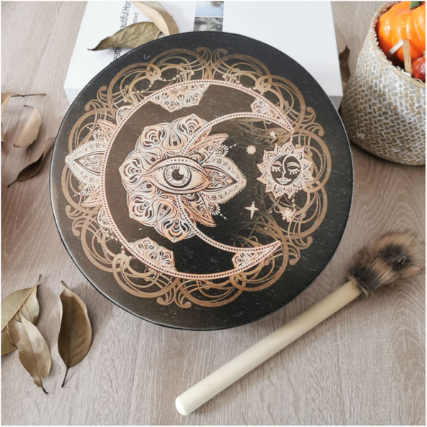 Mandala Sun Moon Siberian Shaman Drum Spiritual Musical Percussion Handpans