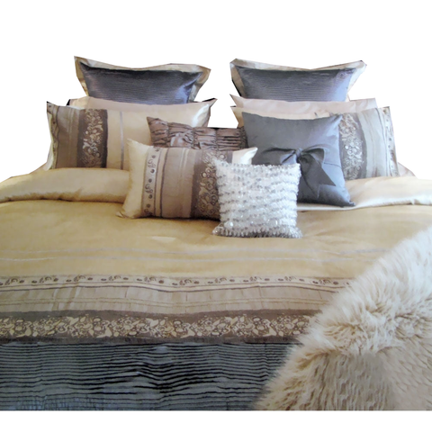 Manhattan Rominda Gold Quilt Cover Set Queen Quilt Covers