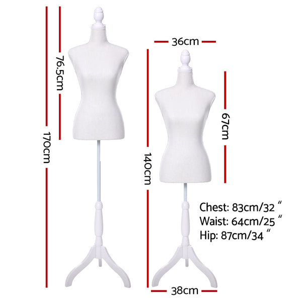 Embellir Female Mannequin 170Cm Model Dressmaker Clothes Display Torso Tailor Wedding White Mannequins