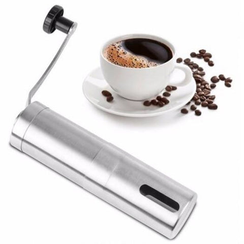 Manual 304 Stainless Steel Shell Ceramic Core Coffee Grinder Portable Size Silver