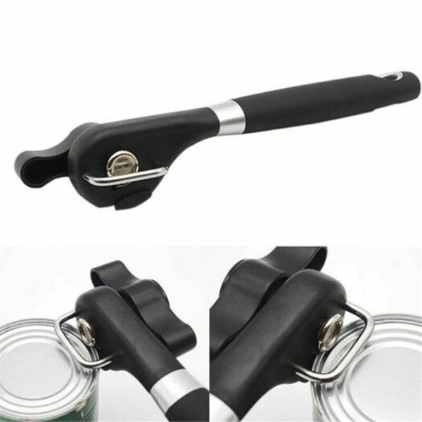 Manual Can Opener Tin Safety Cut Lid Smooth Edge Side Stainless Steel Black Can Openers