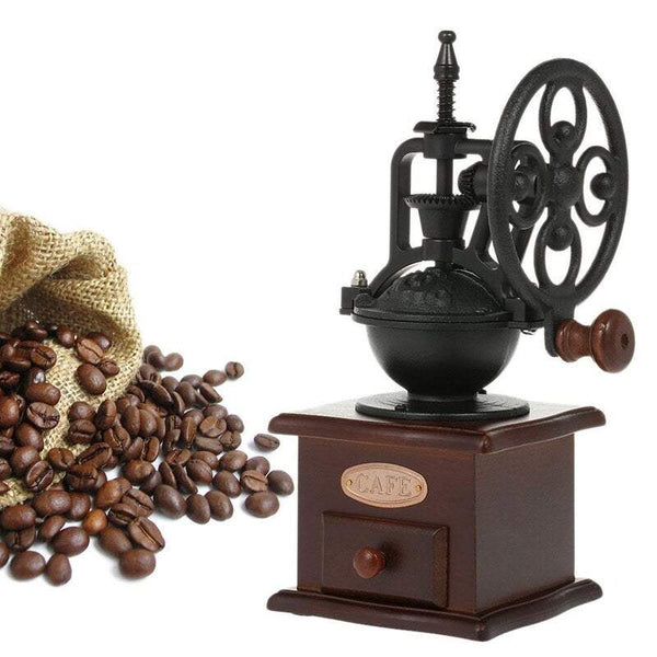 Manual Antique Mill Cast Iron Hand Crank With Settings And Catch Drawer Coffee Grinders