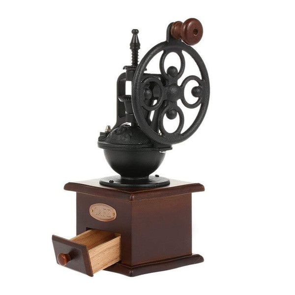 Manual Antique Mill Cast Iron Hand Crank With Settings And Catch Drawer Coffee Grinders