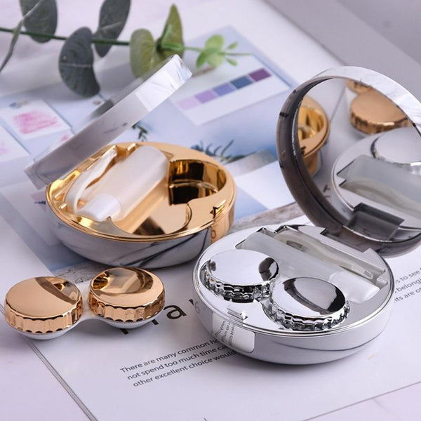 Marble Design Contact Lens Storage Case With Mirror Contact Lens Storage & Equipment