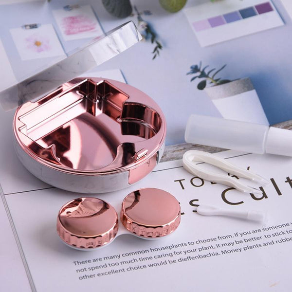 Marble Design Contact Lens Storage Case With Mirror Contact Lens Storage & Equipment