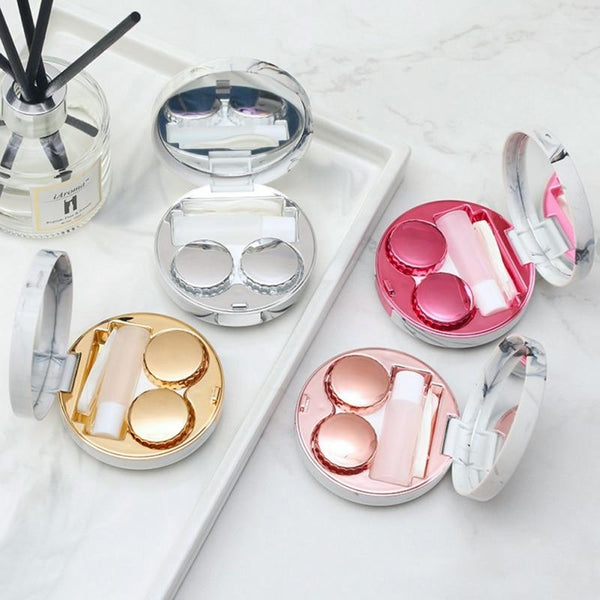 Marble Design Contact Lens Storage Case With Mirror Contact Lens Storage & Equipment