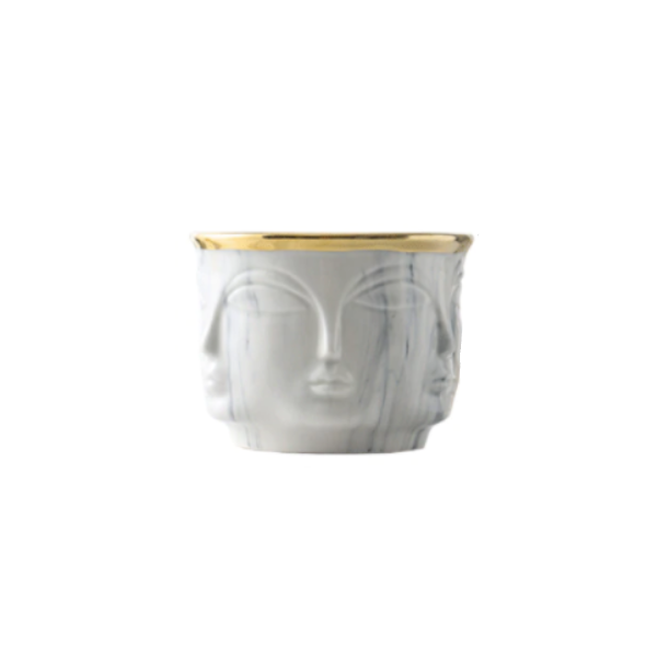 Marble Face Flower Pot And Vase With Gold Detail