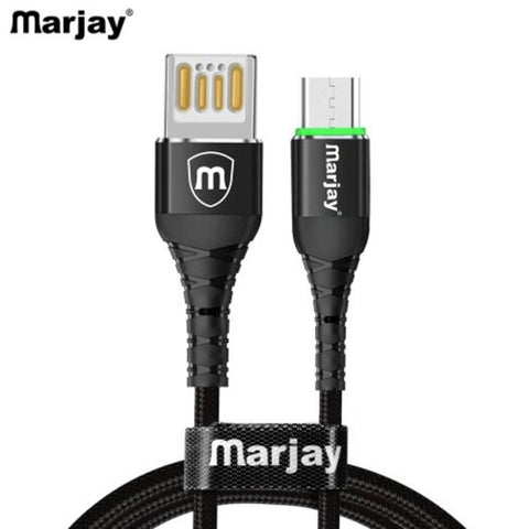 Double Sided Blind Insert Led Fast Charging Type Micro Usb Data Cable For Samsung Huawei Black 100Cm