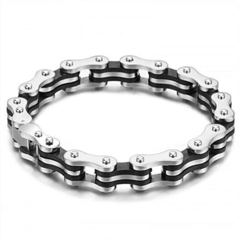 Masculine Mens Bike Chain Bracelet Of Stainless Steel Silver 21.5Cm X 1Cm