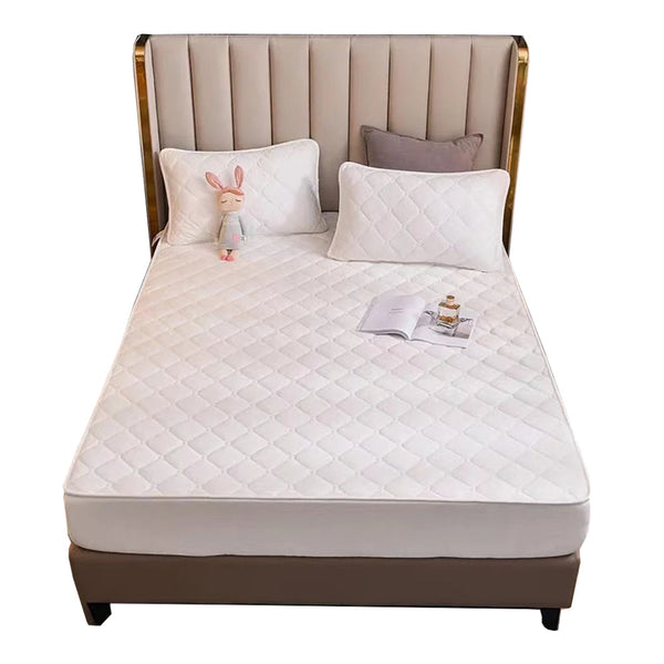 Mattress Cover Offwhite 100X200 Centimetre Crystal Velvet Thicken Quilted Plush Bed Sheet Sheets