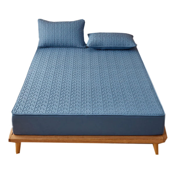 Mattress Cover Blue 100 Centimetre X 200 Pure Cotton Soft Quilted Protector Mattress Toppers & Protectors