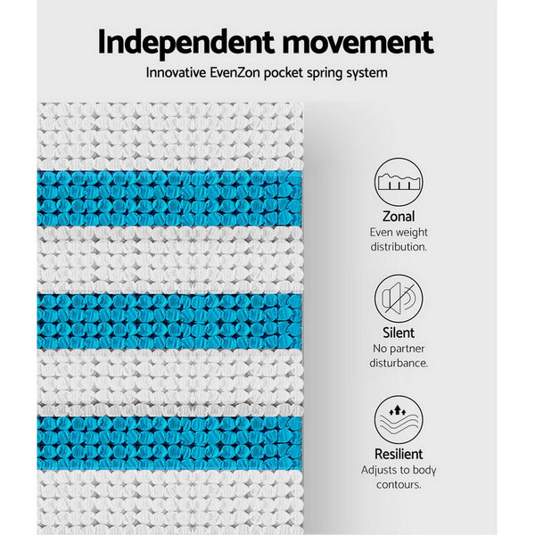 Giselle Queen Mattress Size 7 Zone Pocket Spring Medium Firm Foam 30Cm Mattresses