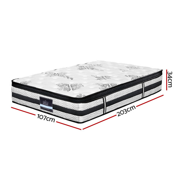 Giselle Algarve Euro Top Pocket Spring Mattress 34Cm Thick King Single Mattresses